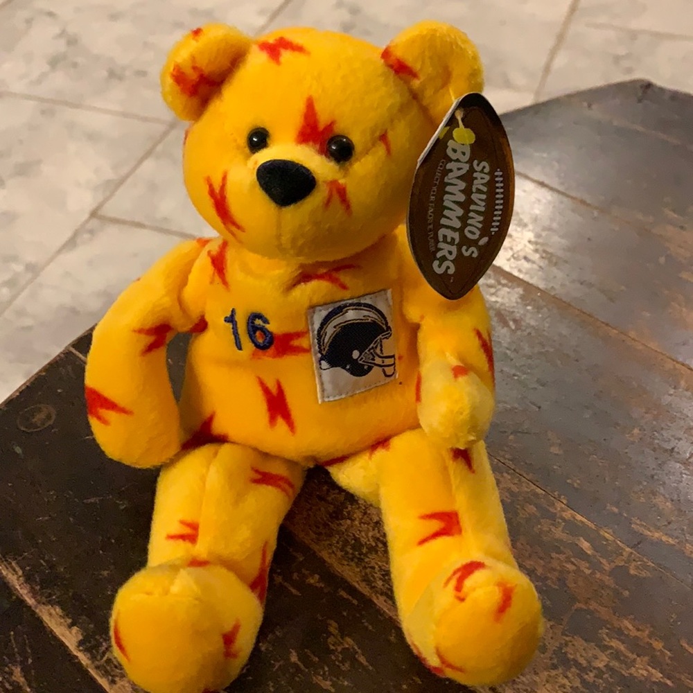 Salvino's Bammers Ryan Leaf #16 Yellow Beanie Plush Bear